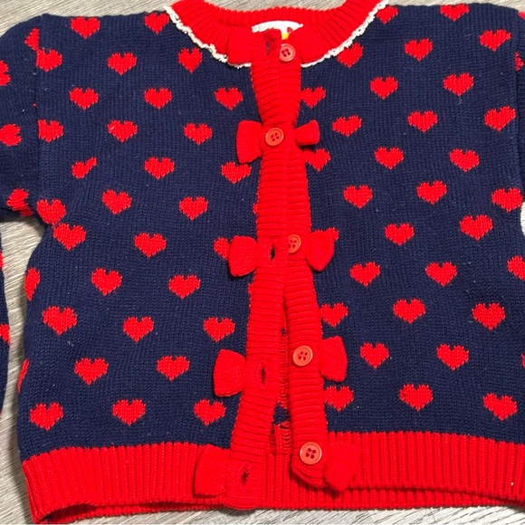 Vintage Girls Jelly Beans Hearts Bows Button Cardigan sweater 80s - Picture 3 of 6